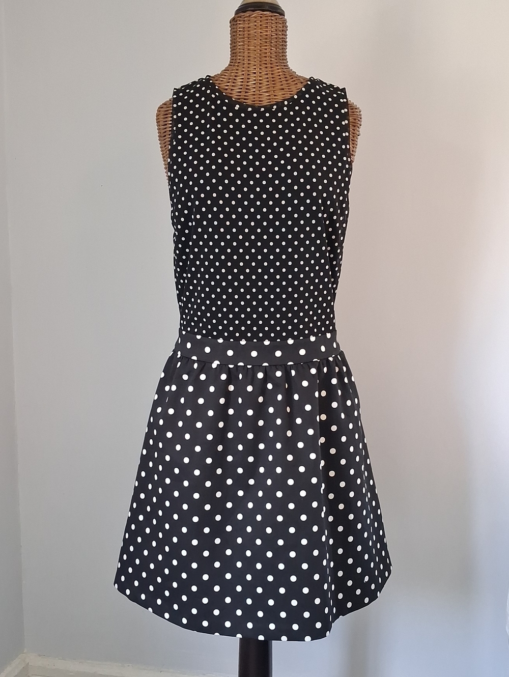 Alice + Olivia Black Dress with White Polka Dots